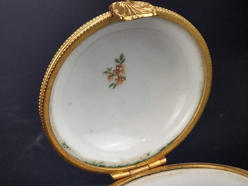 Limoges Dubarry Porcelain de France Green Pill Box Etsy