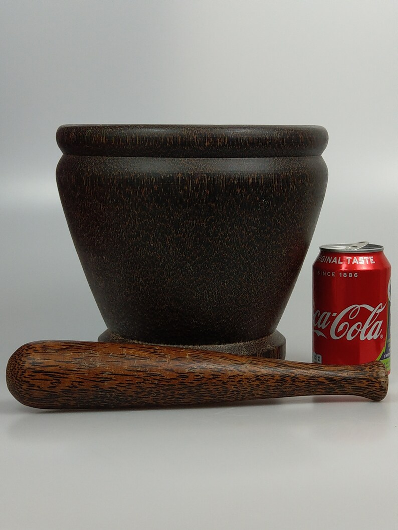 Sugar Palm Wood Mortar and Pestle Large 20th Century