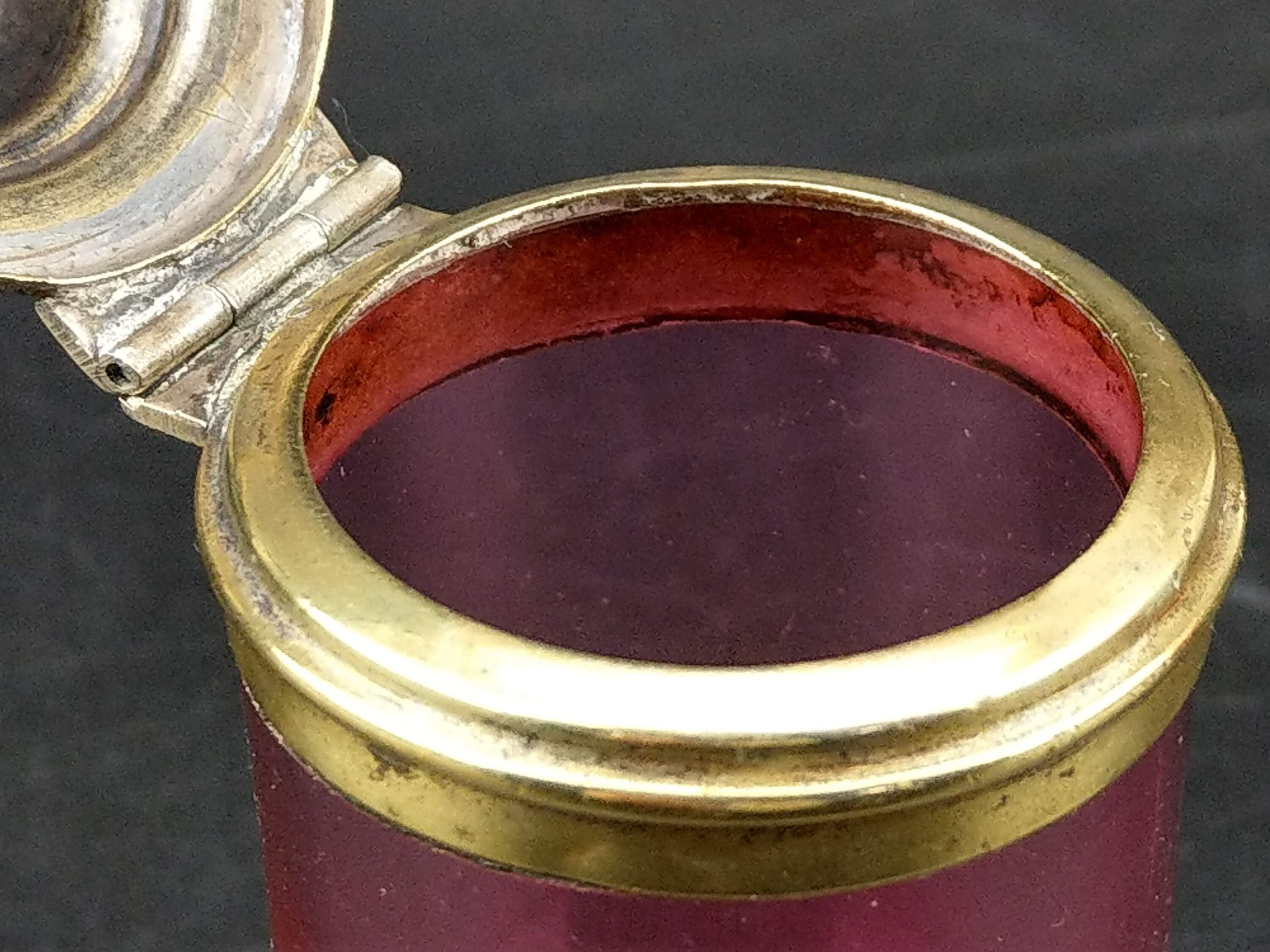 Victorian Cranberry Glass Mustard Pot With Brass Lid Etsy