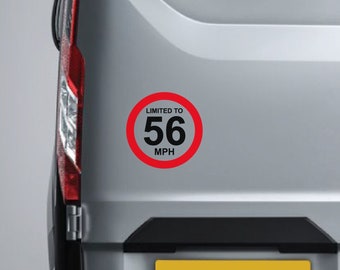 LIMITED TO 56MPH  | Van/Lorry Restricted Speed | Rear Bumper Vinyl Decal Sticker