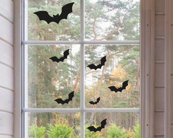 Spooky Halloween Bat Decals • Window, Door, Wall Vinyl Stickers • Pack of 12
