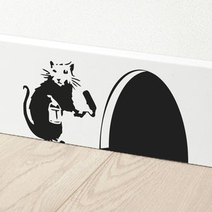 RATA BANKSY / Diseñado para adaptarse a un rodapié / Adhesivos de vinilo extraíbles para pared Decoración del hogar Arte