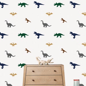 DINOSAUR WALL DECALS | Set of 45 | Multiple Colour Options Available | Removable Vinyl Wall Decal for Kids Bedrooms