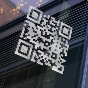 Décalcomanie en vinyle avec code QR uniquement | Sticker QR Code personnalisé uni | Panneau QR pour fenêtre d'entreprise | Pas de version texte