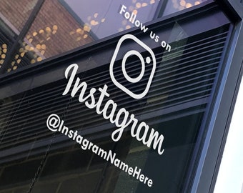 FOLLOW US INSTAGRAM | Social Media Tag Name | Business Shop Owner | Window Door Vinyl Sticker Decal | Type 3