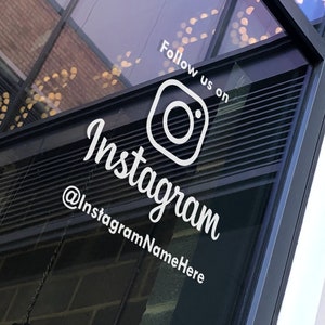 FOLLOW US INSTAGRAM | Social Media Tag Name | Business Shop Owner | Window Door Vinyl Sticker Decal | Type 3