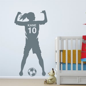 GIRL FOOTBALLER NAME Footballer Soccer Personalised Custom Removable Vinyl Wall Decal Stickers Home Decor Art