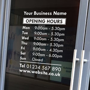 HORARIO DE APERTURA / Propietario de tienda de pequeña empresa Abierto Cerrado / Adhesivo de vinilo para puerta y ventana / Tipo 4 / 24 colores disponibles