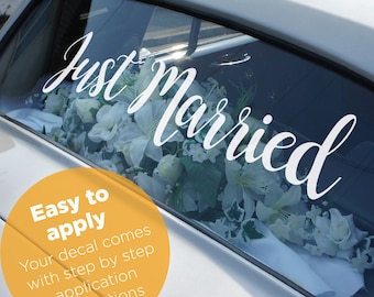 JUST MARRIED | Bridal Wedding Mr & Mrs | Removable Vinyl Car Decal Sticker | Type 2