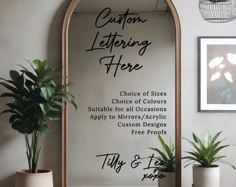 Custom Mirror Decal | Personalised Vinyl Lettering for Any Occasion | Welcome Sign, Names, Quotes | Choice of Sizes & Colours