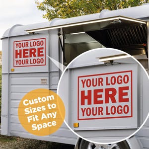 Adesivo de logotipo personalizado para trailer de café ou food truck | Placa de vinil à prova d'água | Logotipo da sua empresa para janelas, painéis ou painéis de menu.