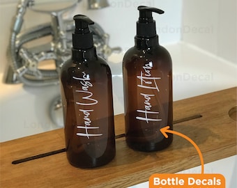Set of 2 | Hand Wash and Hand Lotion | Waterproof Bathroom Bottle decal stickers labels (Type 2)
