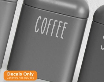 THÉ CAFÉ SUCRE | Lot de 3 | Étiquettes d'autocollants de décalcomanies de bidon de pot de placard de cuisine (type 5)