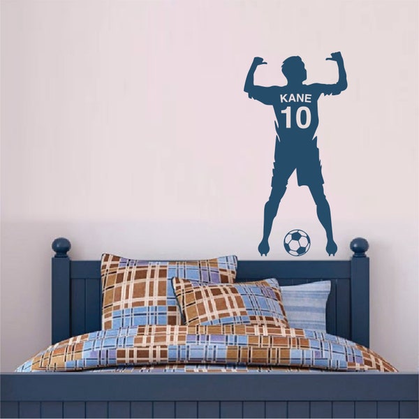 PERSONALISED FOOTBALLER NAME | Football Player Soccer | Customisable Bedroom Kids Removable Vinyl Wall Decal Stickers