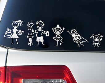 STICK FAMILY | Your Family Characters | Car Window Bumper Vinyl Decal Sticker | All Colours available