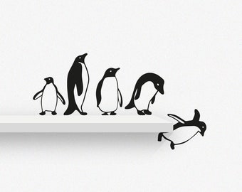 PENGUINS | Fun Bedroom House Office Removable Vinyl Wall Decal Stickers | 24 colours available