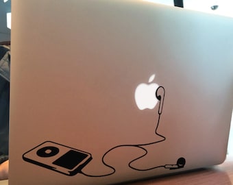IPOD UND KOPFHÖRER MacBook Decal Sticker passt für alle MacBook Modelle