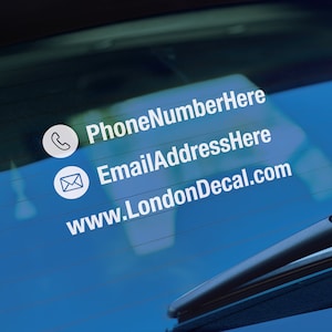 TELEPHONE, EMAIL & WEBSITE Vehicle Tags - Work Van Vinyl Decal Sticker.