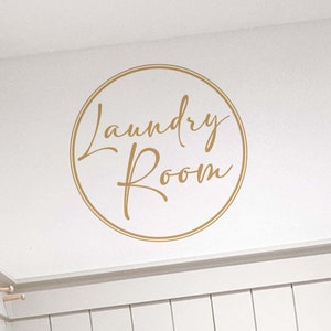 LAUNDRY ROOM | Circular Design Sign | Removable Vinyl Wall Decal Sticker | 24 colours available