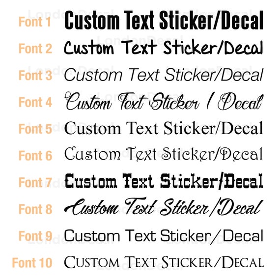 CUSTOM TEXT Sticker X 2 Personalised Name Lettering Car/Van/Window Shop Label