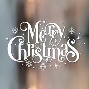 MERRY CHRISTMAS Lettering - Festive Window Door Display Vinyl Decal Sticker