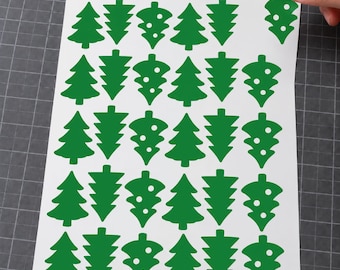 30 Green Christmas Tree Window Clings • Reusable Festive Glass Decorations
