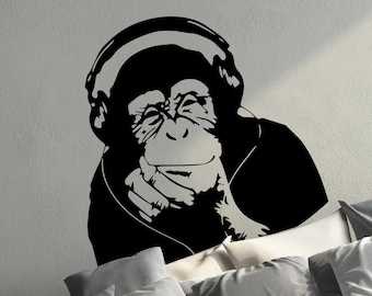 BANKSY THINKING MONKEY Removable Vinyl Wall Decal Stickers Home Decor Art