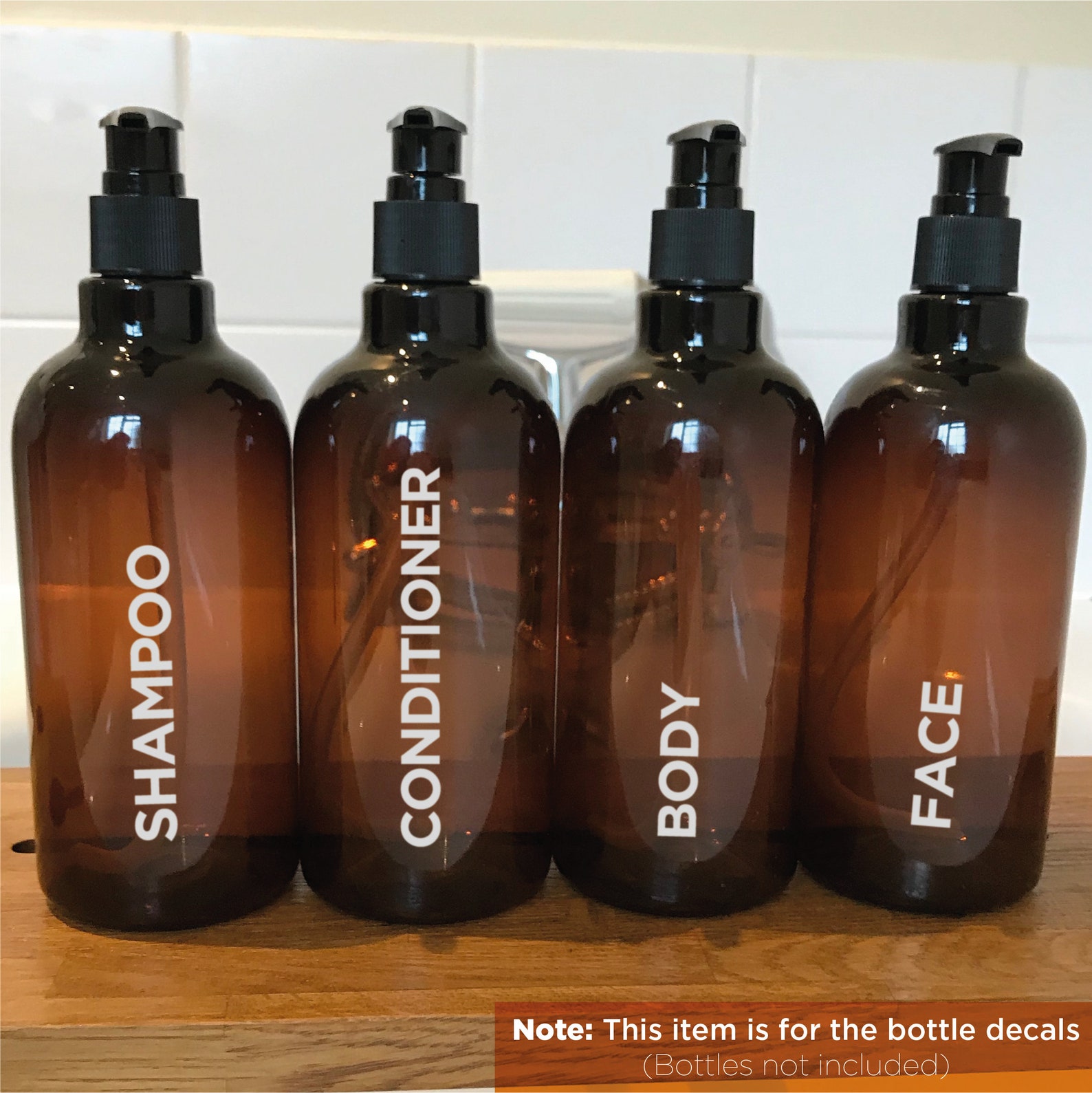 Shampoo Add Sticker Set of 4 | Shampoo, Conditioner, Body and Face | Bathroom Bottle Decals ...
