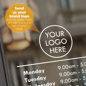 OPENING HOURS with Custom Business Logo Shop Owner Open Closed Window Door Vinyl Sticker Decal Type 5 zdjęcie 2