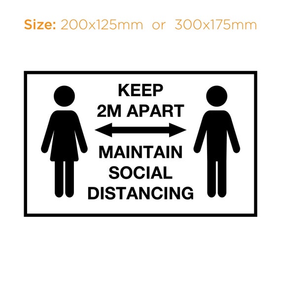 2m Apart Safe Distance Social Distancing Vinyl Sticker Signs for Glass/Tile
