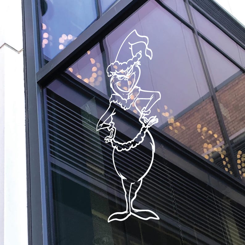 Green Christmas Character Window Decal - Festive Christmas Decoration ...