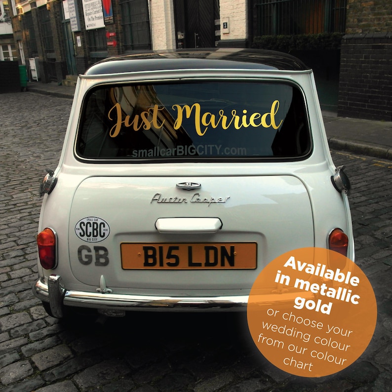 JUST MARRIED Car Sticker • Removable Vinyl Decal • Any Colour image 8