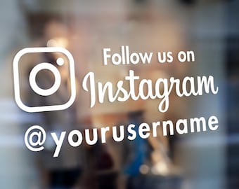 FOLLOW US INSTAGRAM | Social Media Tag Name | Business Shop Owner | Window Door Vinyl Sticker Decal