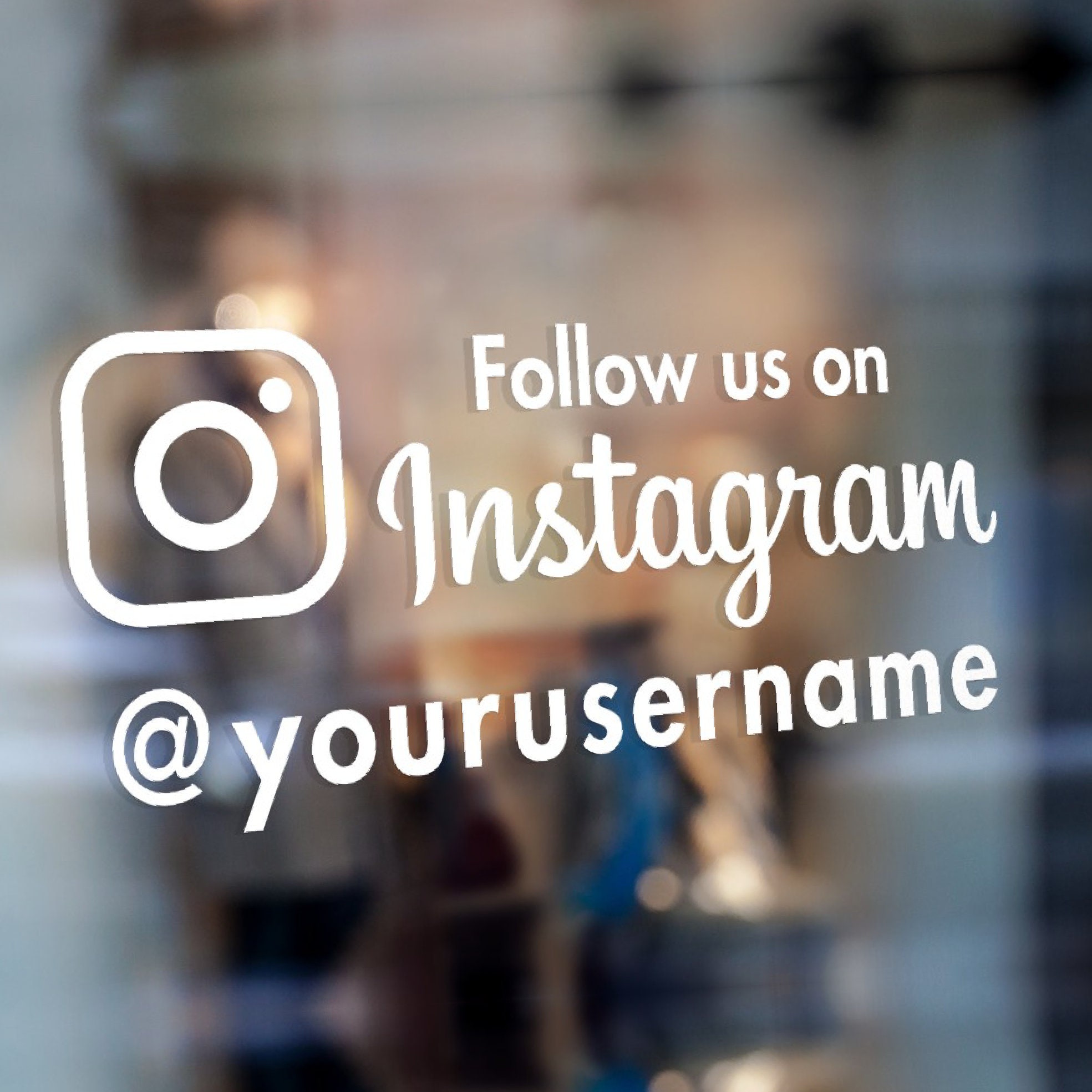 FOLLOW US INSTAGRAM | Social Media Tag Name | Business Shop Owner | Window Door Vinyl Sticker Decal