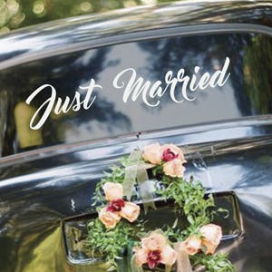 JUST MARRIED | Bridal Wedding Mr & Mrs | Removable Vinyl Car Decal Sticker | Type 1
