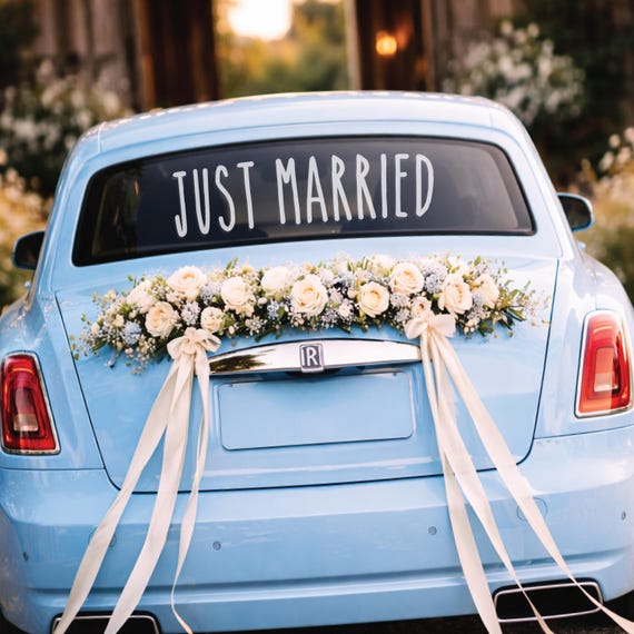 JUST MARRIED Car Sticker • Removable Vinyl Decal • Any Colour - Etsy