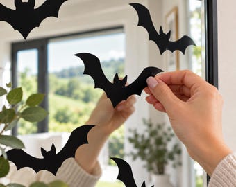 Reusable Bat Window Clings • Static Cling Halloween Decals (Pack of 6)