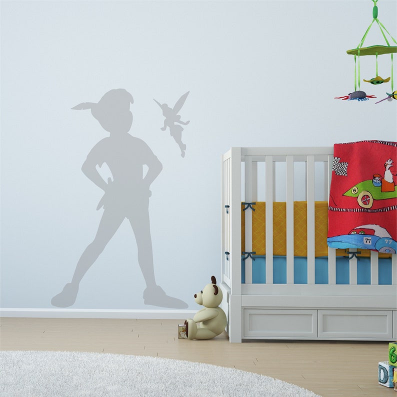 PETER PAN &_TINKERBELL SHADOW Removable Vinyl Wall Decal | Etsy