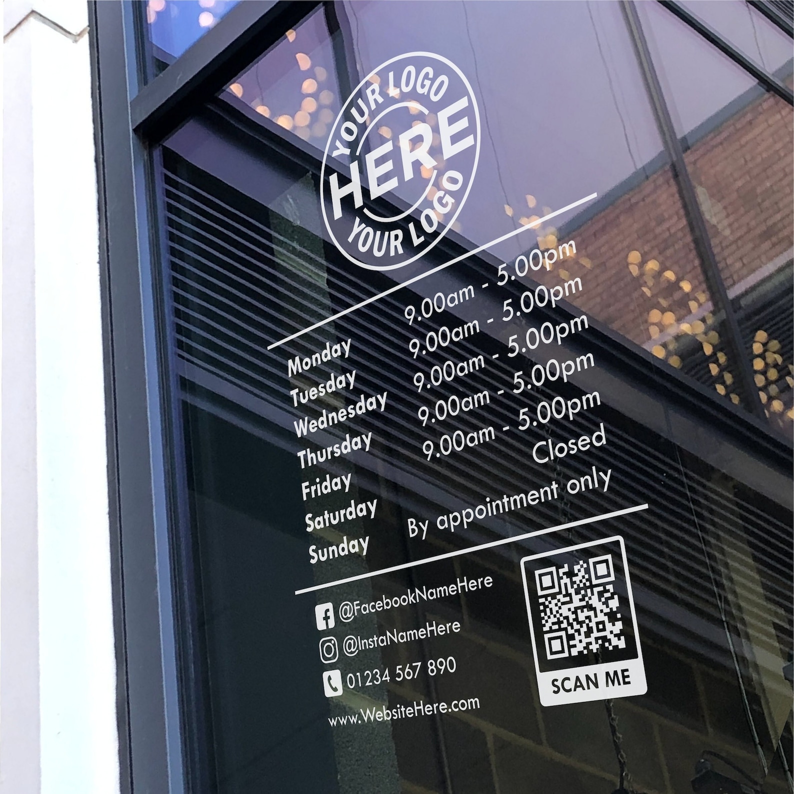 OPENING HOURS With QR Code and Custom Business Logo | Shop Owner Sign ...