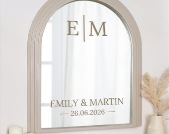 Wedding Mirror Decal with Initials | Custom Bride and Groom Names and Date | Personalised Vinyl Sticker | Self-Apply Wedding Sign