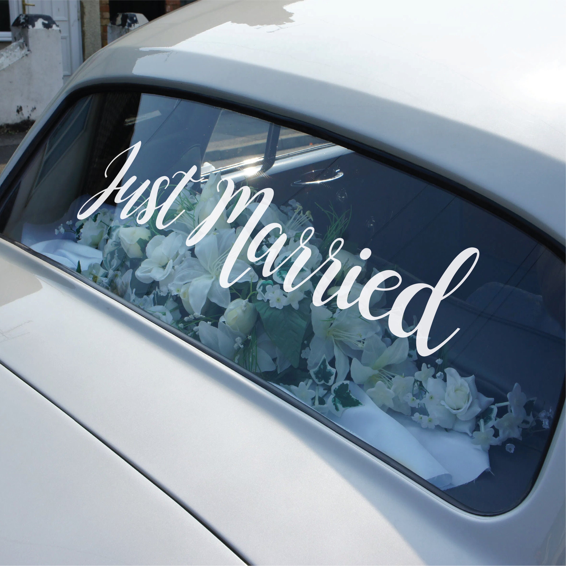 Wedding Sign Just Married Car Window Vinyl Sticker Decal 