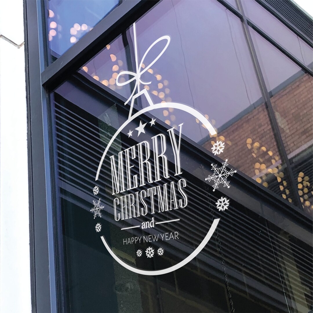 Merry Christmas Vinyl Decal Sticker – Bauble Design, Multicolour, UK Made