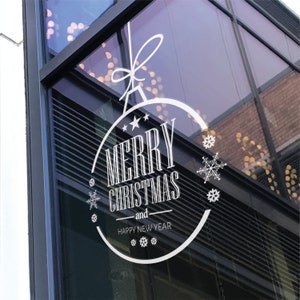 MERRY CHRISTMAS BAUBLE | Festive Quote | Decorative Wall Window Display Vinyl Decal Sticker | 24 colour options available