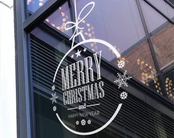 MERRY CHRISTMAS BAUBLE | Festive Quote | Decorative Wall Window Display Vinyl Decal Sticker | 24 colour options available