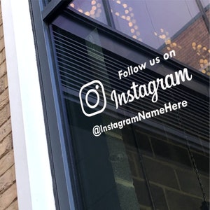 FOLLOW US INSTAGRAM Social Media Tag Name Business Shop Owner Window Door Vinyl Sticker Decal image 3