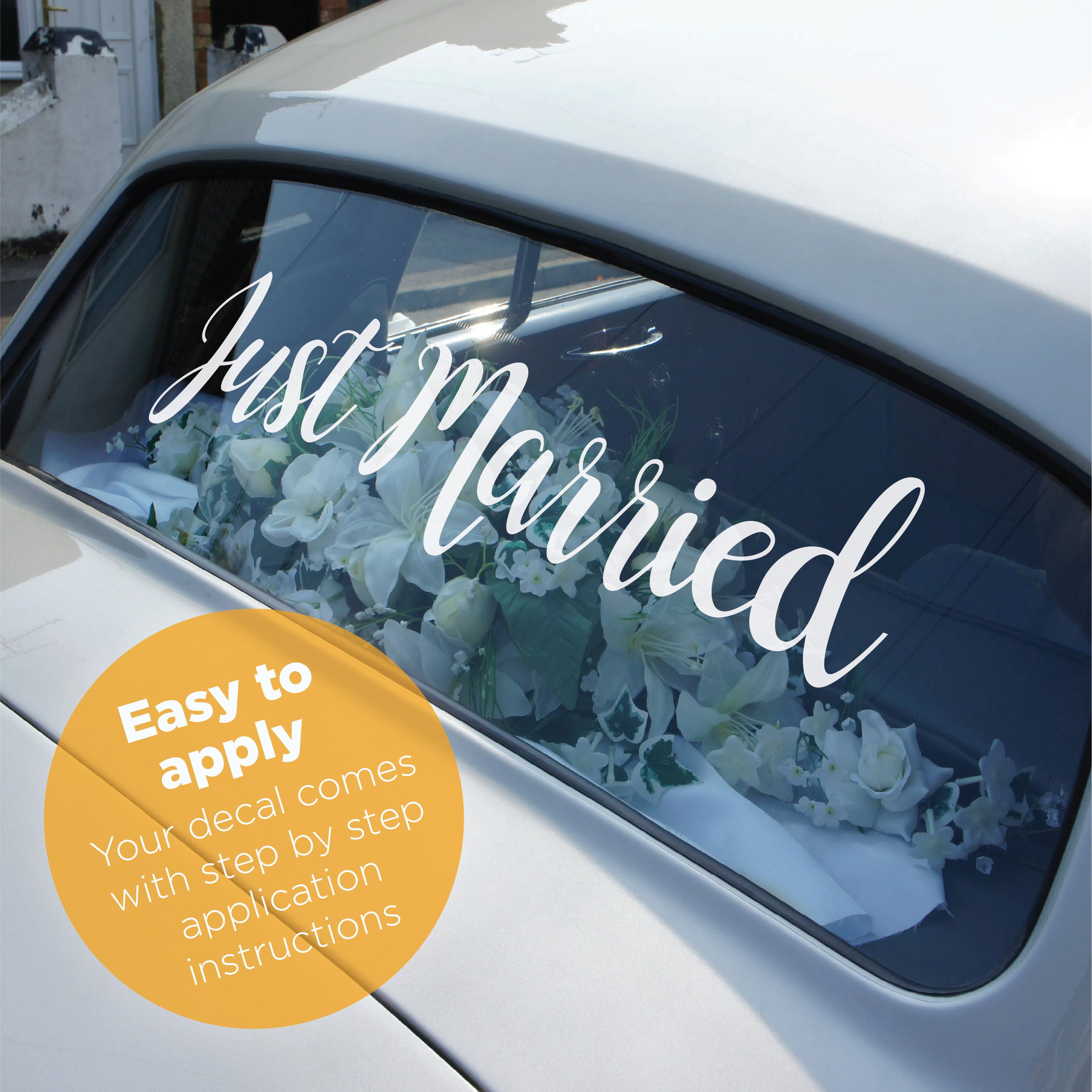 Just Married Auto Fenster Sticker, Hochzeit FensterAufkleber, Just Married,  Frisch verheiratet, Braut und Bräutigam, Hochzeit Auto Dekoration,  Hochzeitsdeko - .de