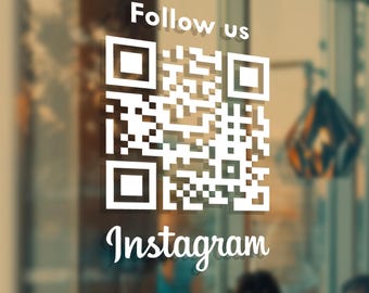 Instagram QR Code Fenster Aufkleber | Scan To Follow Instagram | Geschäft Soziales QR-Aufkleber | Schaufenster Vinyl