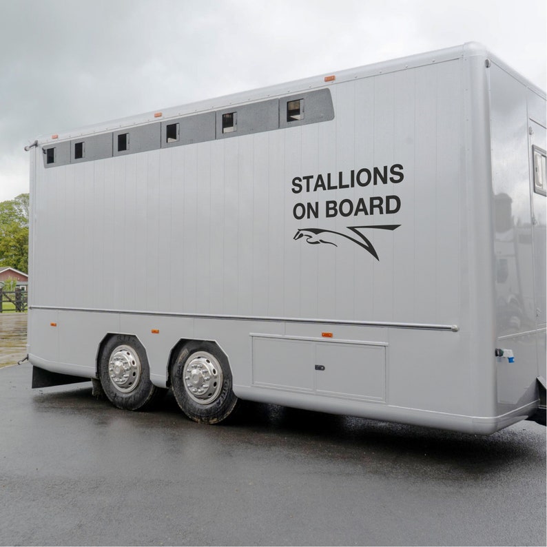 STALLIONS ON BOARD  Equestrian Stud Horsebox Pony Trailer image 1
