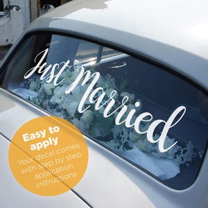 JUST MARRIED Car Sticker • Removable Vinyl Decal • Any Colour image 2