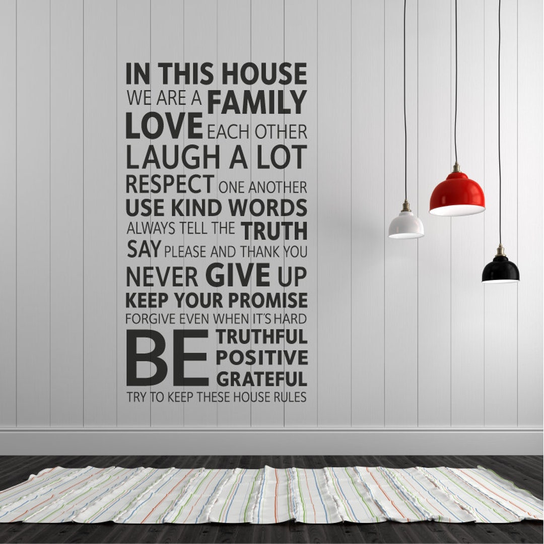 HOUSE RULES Statement Home Decor Quote Removable Vinyl Wall Decal